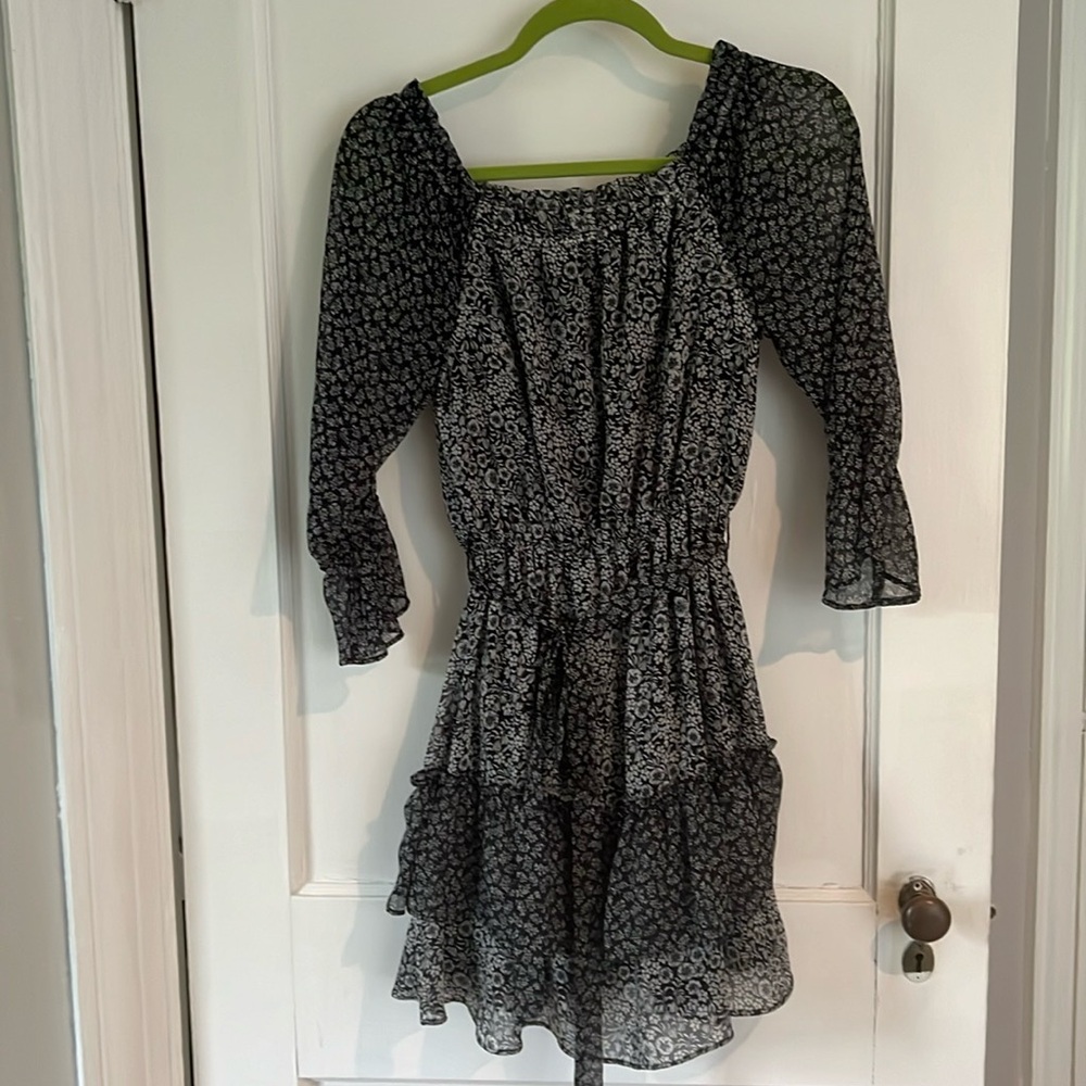 Loft Navy and White Floral Dress
